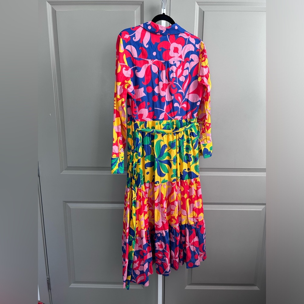 Boden Flo Cotton Midi Shirt Dress in the Abstract Tulip, Hotch pattern size 10p - Picture 5 of 11